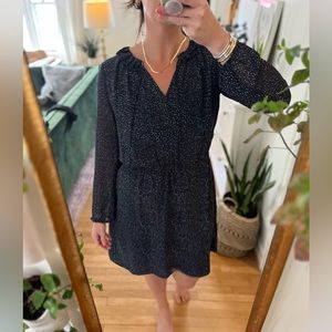 LOFT Navy Dress with polka dots